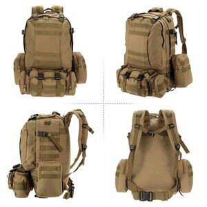 50L Backpack Daypack w/ 3 MOLLE Bags Large Military Style Outdoor Stealth Angel